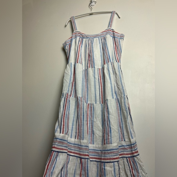 Gap Tall Midi Dress M Linen Blend Striped Summer Vacation Resort Old Money chic - Picture 6 of 16